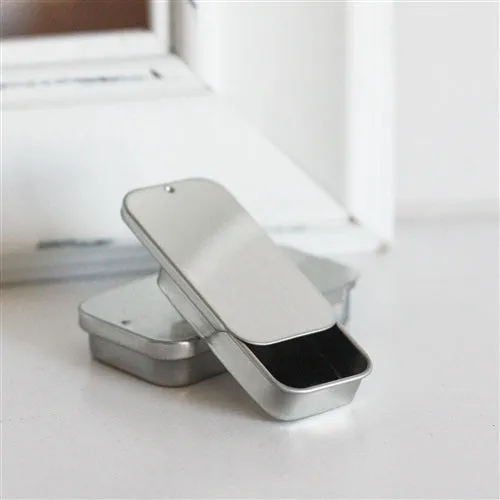 0.25 oz Silver Slide Top Metal Tin