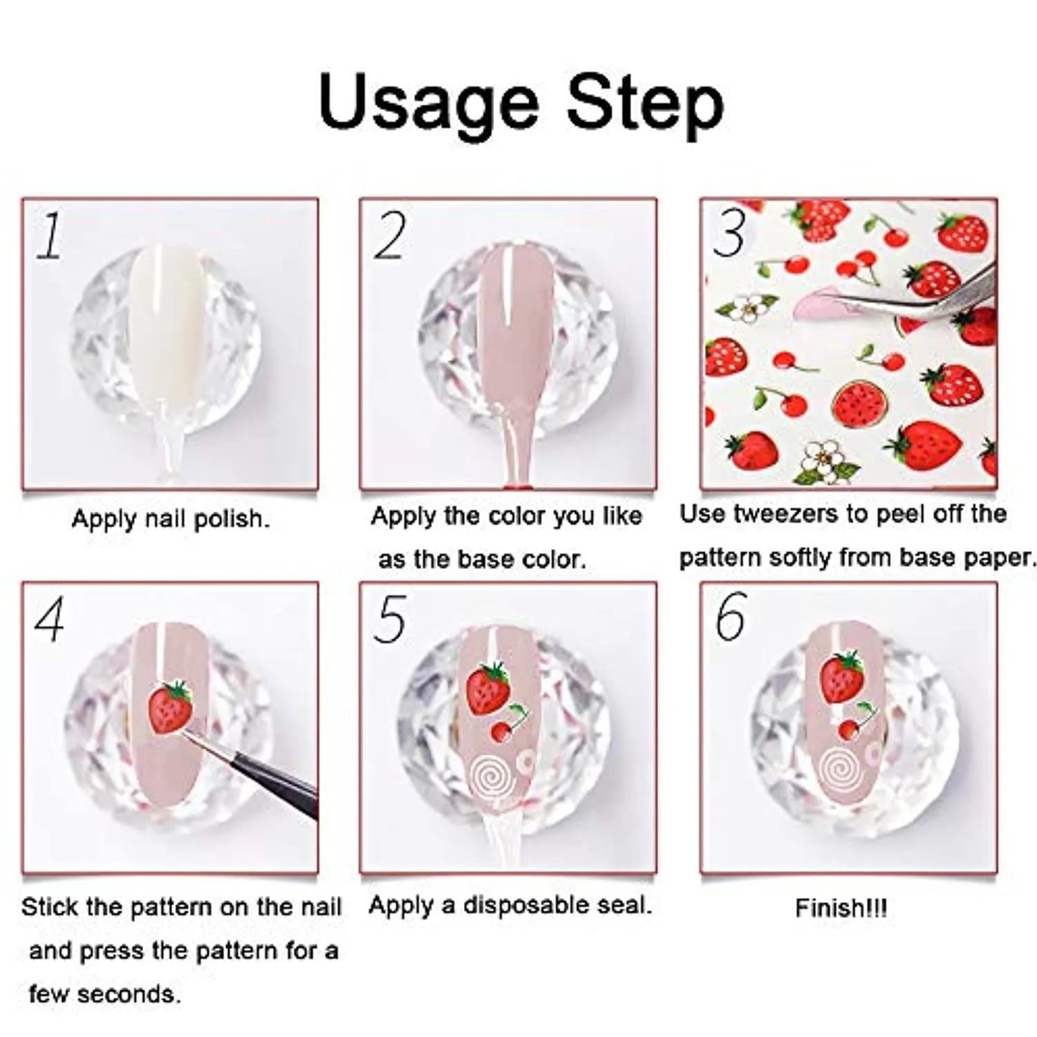 1000  Patterns Nail Art Stickers Decals for Women Kids, Kalolary 3D Self-Adhesive Spring Stickers Flower Fruit Plant Stars Moon Smiling Face for Girls Manicure Salon Gift for Women Girl(12 Sheets)