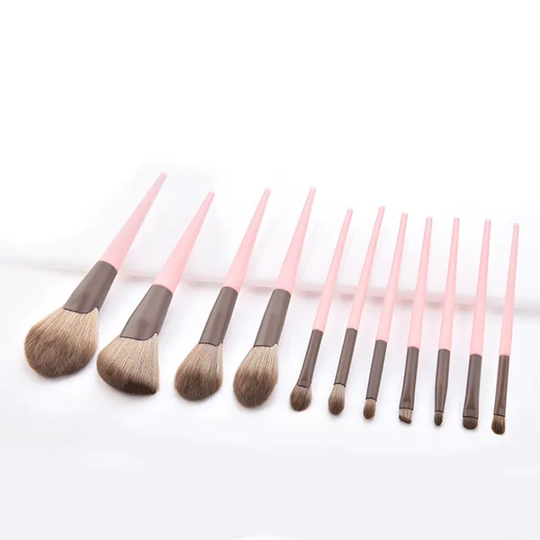 11 Piece Pink Matte Makeup Brush Set