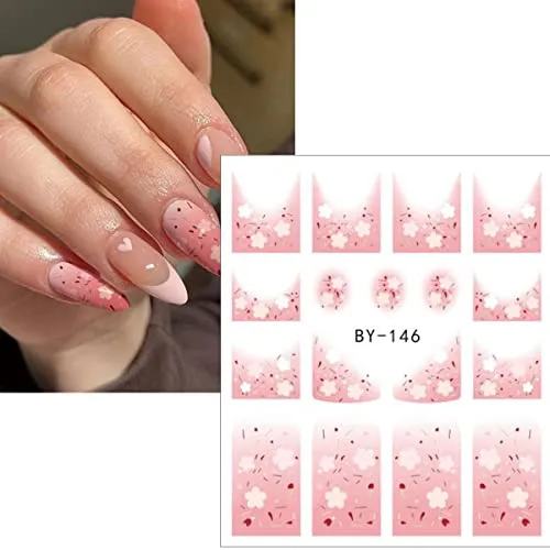 12 Sheets Flower Nail Art Sticker Decals Spring Summer Water Transfer Nail Stickers for Nail Art with Watermark French Tips Designs Nail Decals Watercolor Floral Nail Supplies for Women Girls DIY