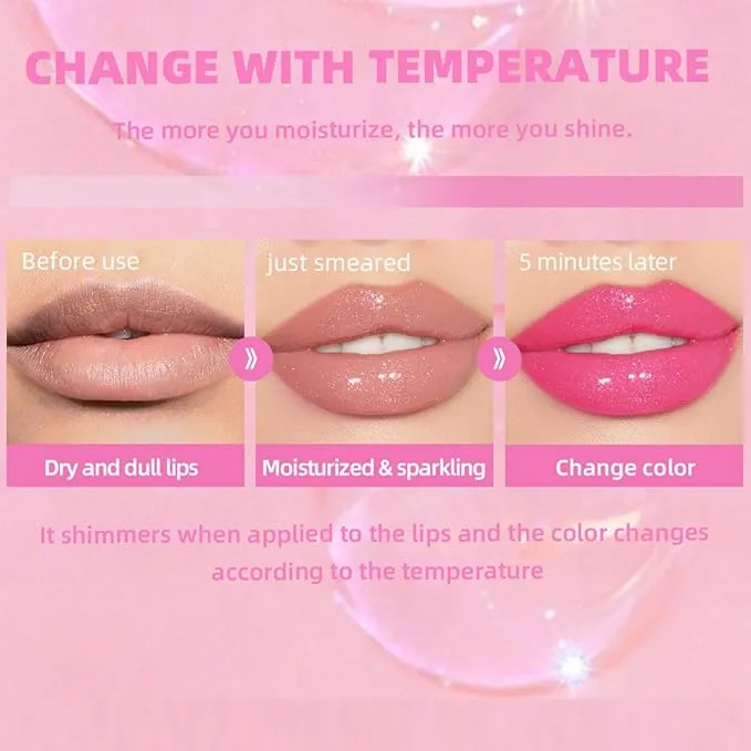 2 Pcs Magic Color Changing Lip Oil, Lip Glow Oil Lip Gloss Set