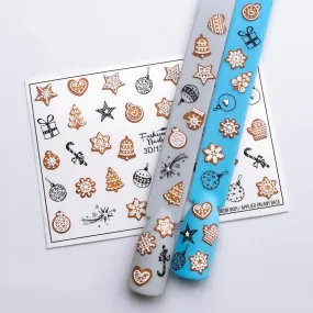 3D Christmas Cookies Gingerbread and Ornaments Beige and Black