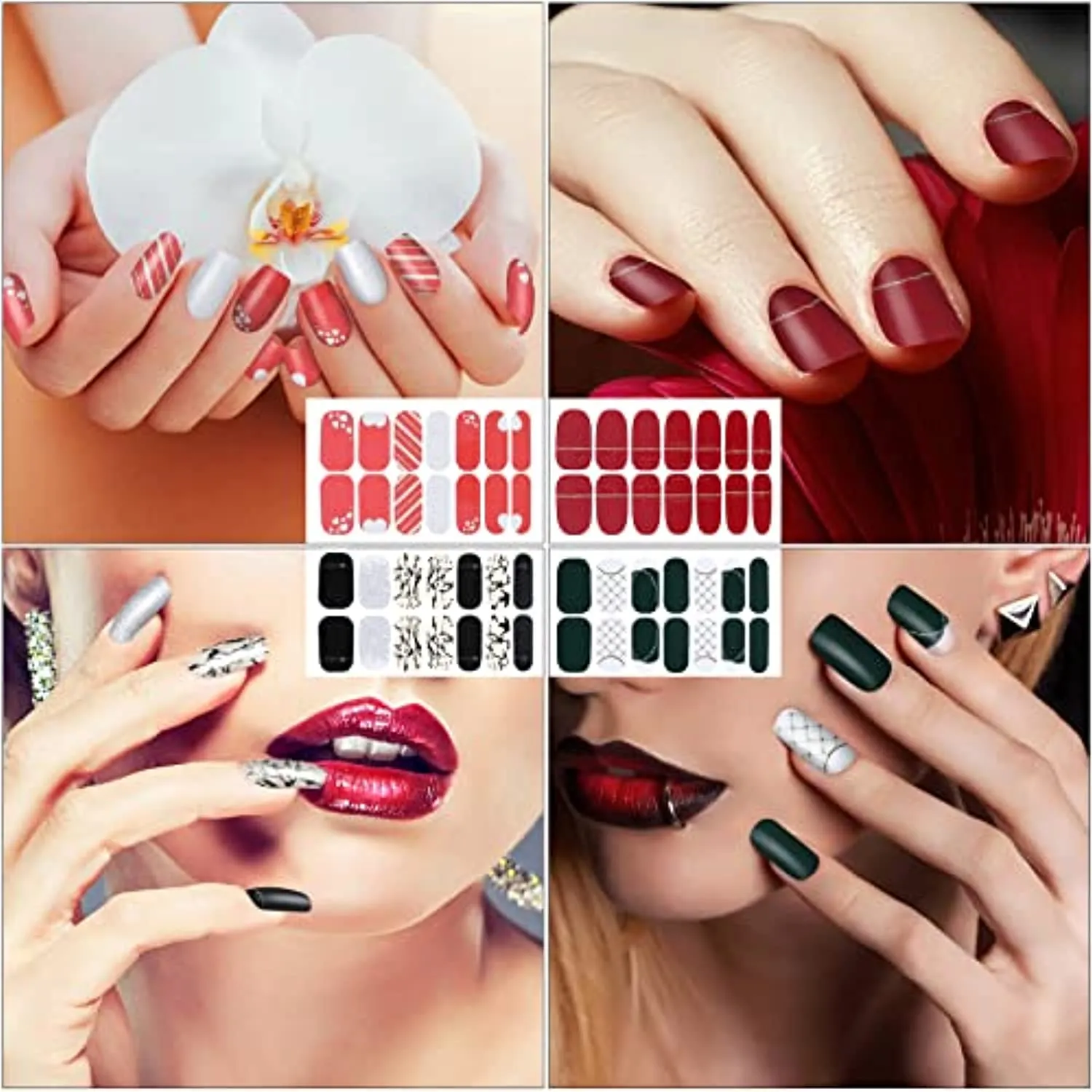 680 Pieces 50 Sheets Nail Polish Strips Full Wraps Nail Stickers Self-Adhesive Nail Decals with Nail Files for Women Girls DIY Nail Art Decoration (Classic Style)