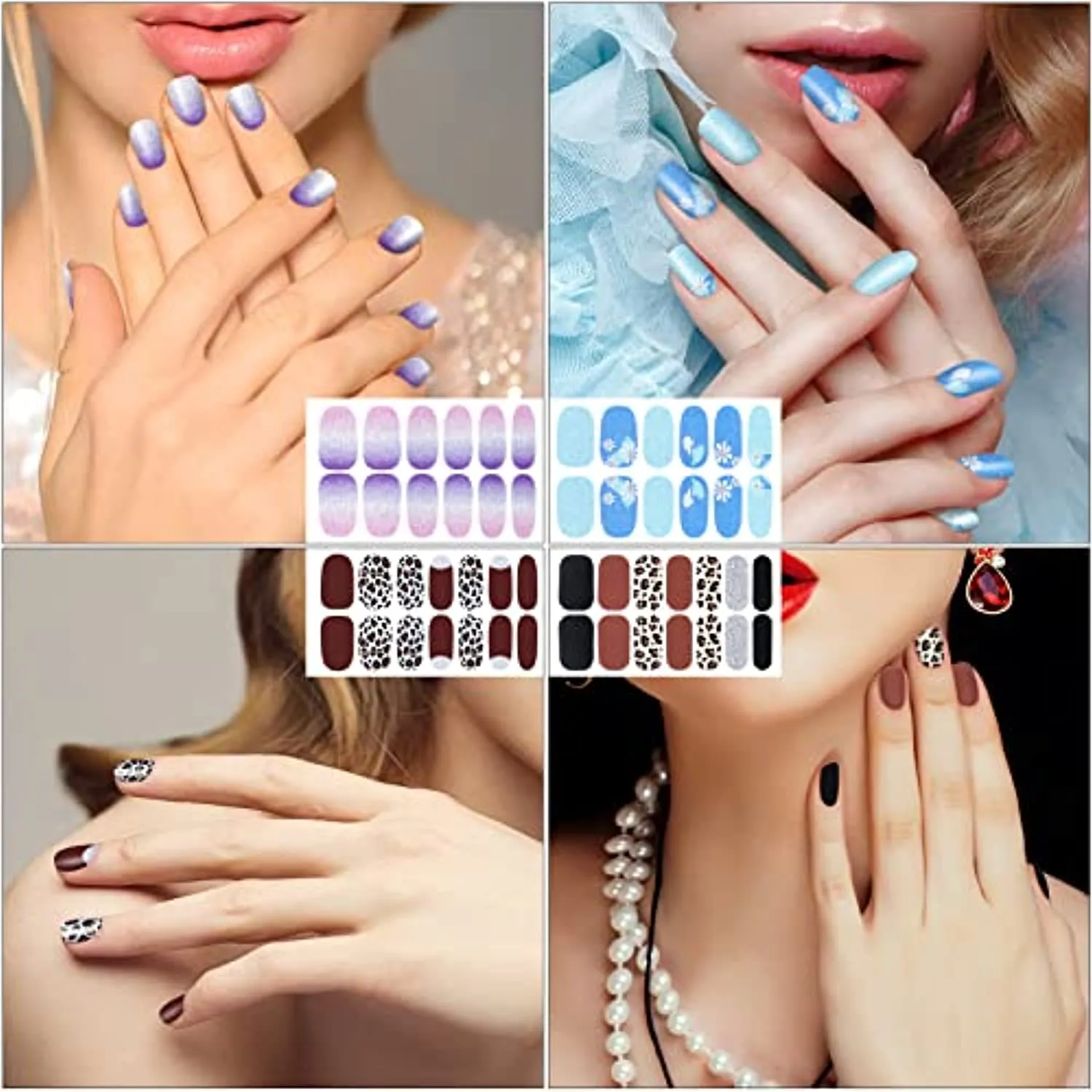 680 Pieces 50 Sheets Nail Polish Strips Full Wraps Nail Stickers Self-Adhesive Nail Decals with Nail Files for Women Girls DIY Nail Art Decoration (Classic Style)