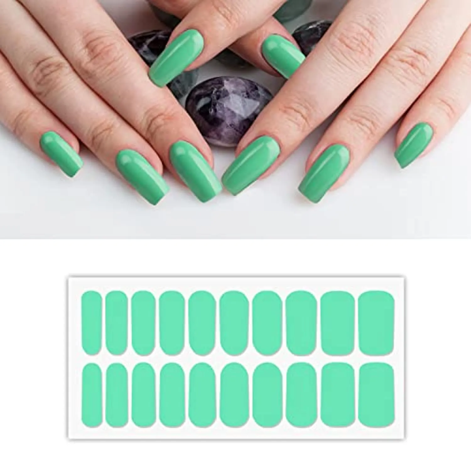 9 Sheets Designer Nail Stickers Decals for Nail Art, 40 Pieces Nail Polish Strips Full Nail Wraps for Women & Little Girls, Self-Adhesive with Tool, Light Cyan