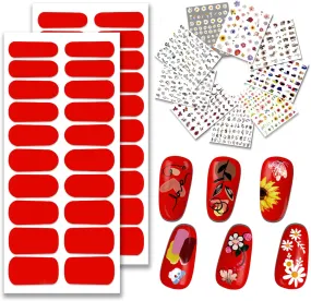 9 Sheets Designer Nail Stickers Decals for Nail Art, 40 Pieces Nail Polish Strips Full Nail Wraps for Women & Little Girls, Self-Adhesive with Tool, Light Cyan