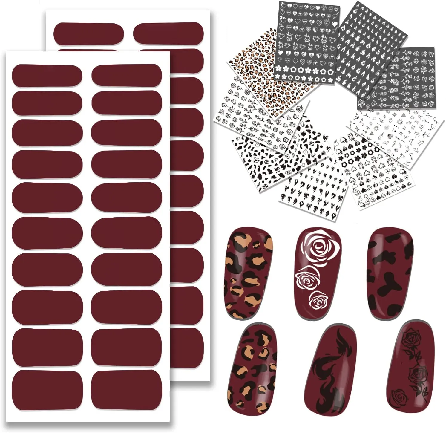 9 Sheets Designer Nail Stickers Decals for Nail Art, 40 Pieces Nail Polish Strips Full Nail Wraps for Women & Little Girls, Self-Adhesive with Tool, Light Cyan