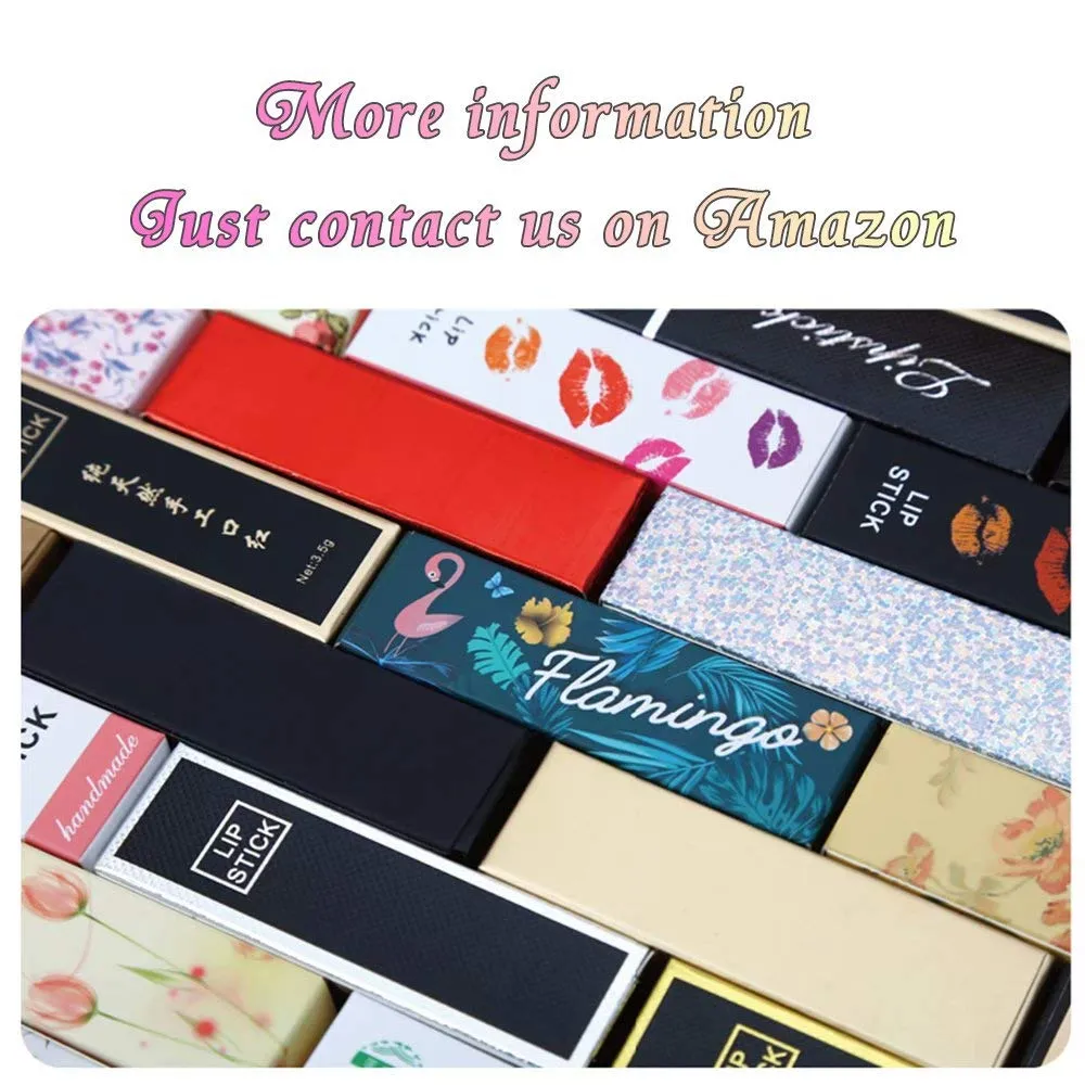 ANZKA 50 Pcs Empty Lip Gloss Boxes 12x2x2cm Mascara Wand Tube Packaging Black Marbling Long Lipgloss Paper Case Lip Balm Glaze Gift Organizer Foldable DIY Make-up Sample Wrapping Storage