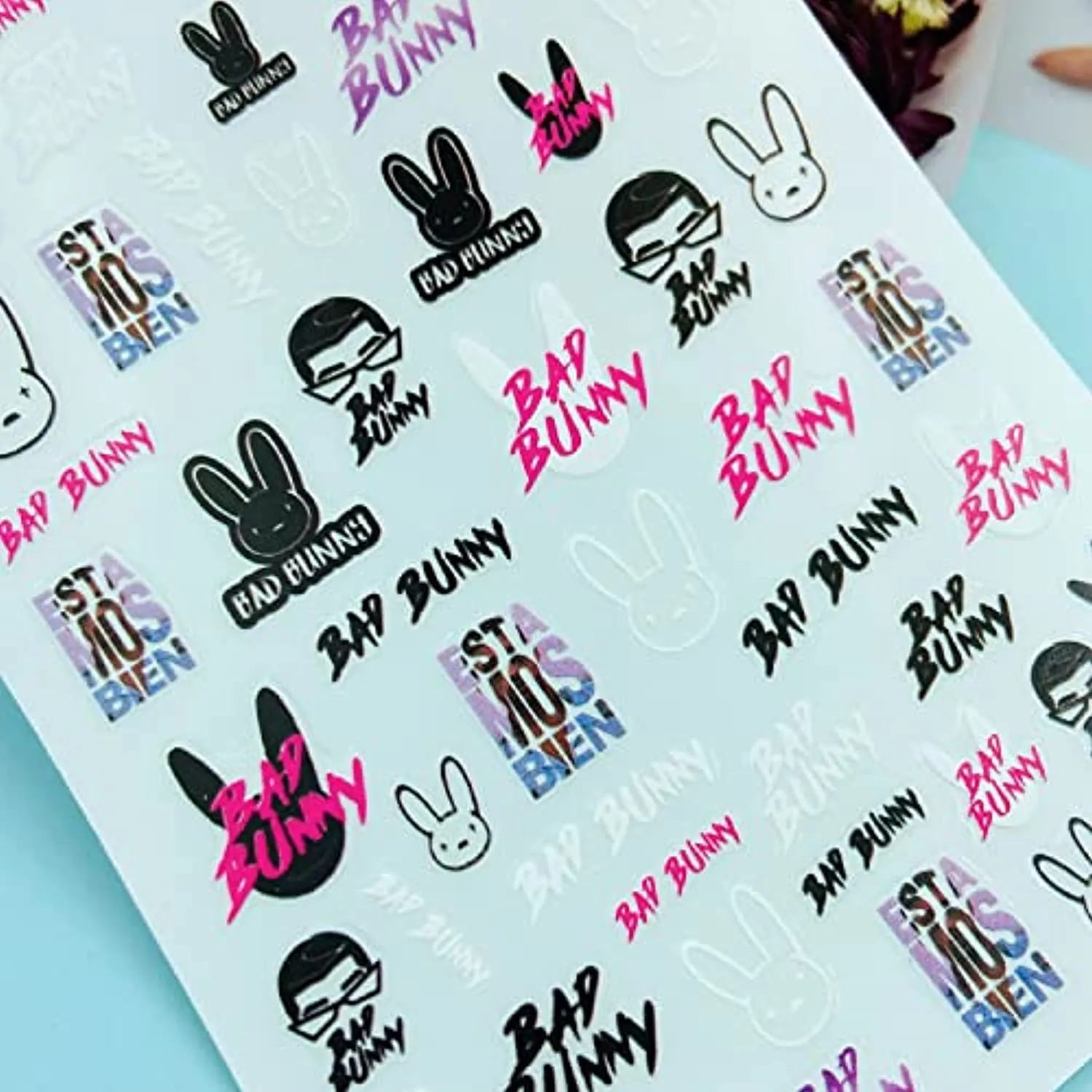 Bunny Nail Stickers Bunny Nail Decals for Acrylic Nails 3D Self Adhesive Nail Accessories for Woman Girls Bunny Nail Decal