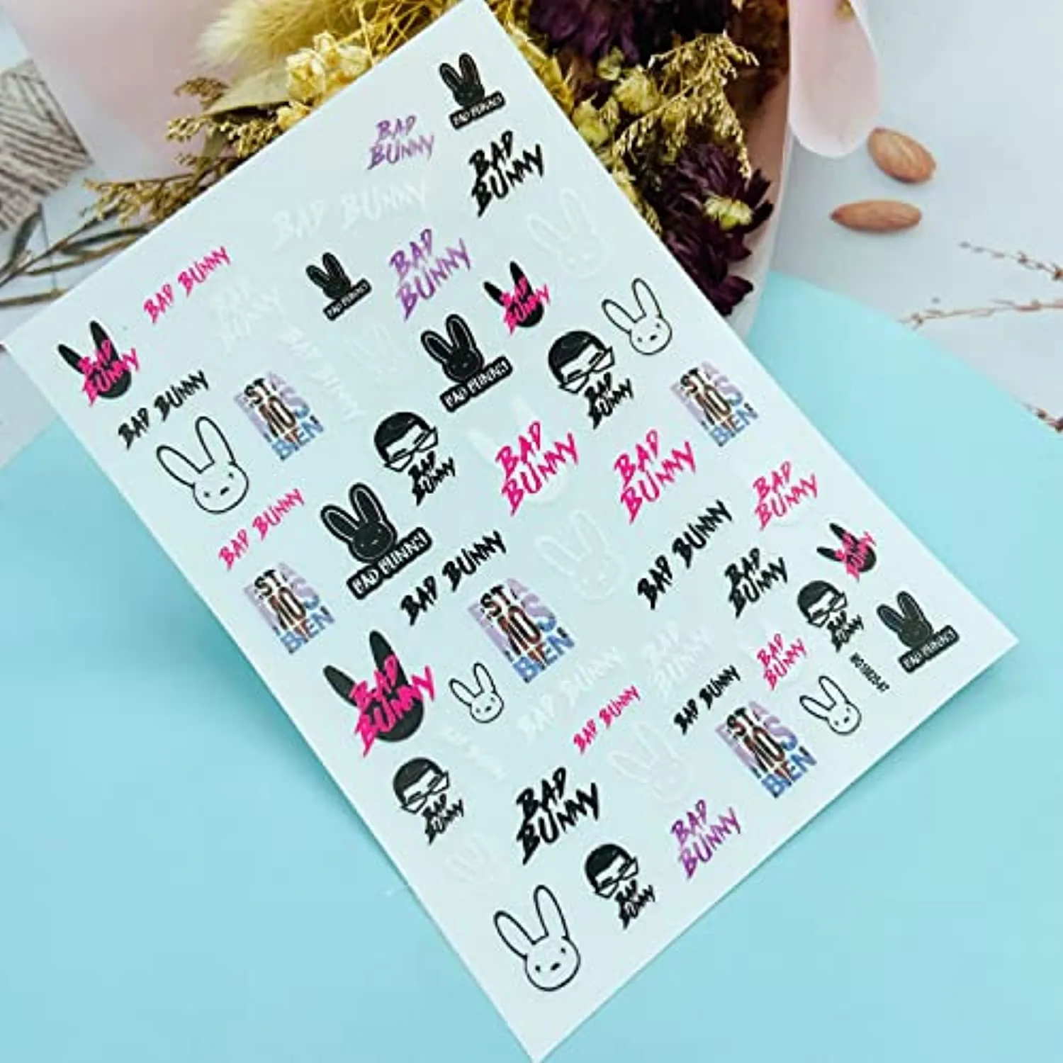 Bunny Nail Stickers Bunny Nail Decals for Acrylic Nails 3D Self Adhesive Nail Accessories for Woman Girls Bunny Nail Decal