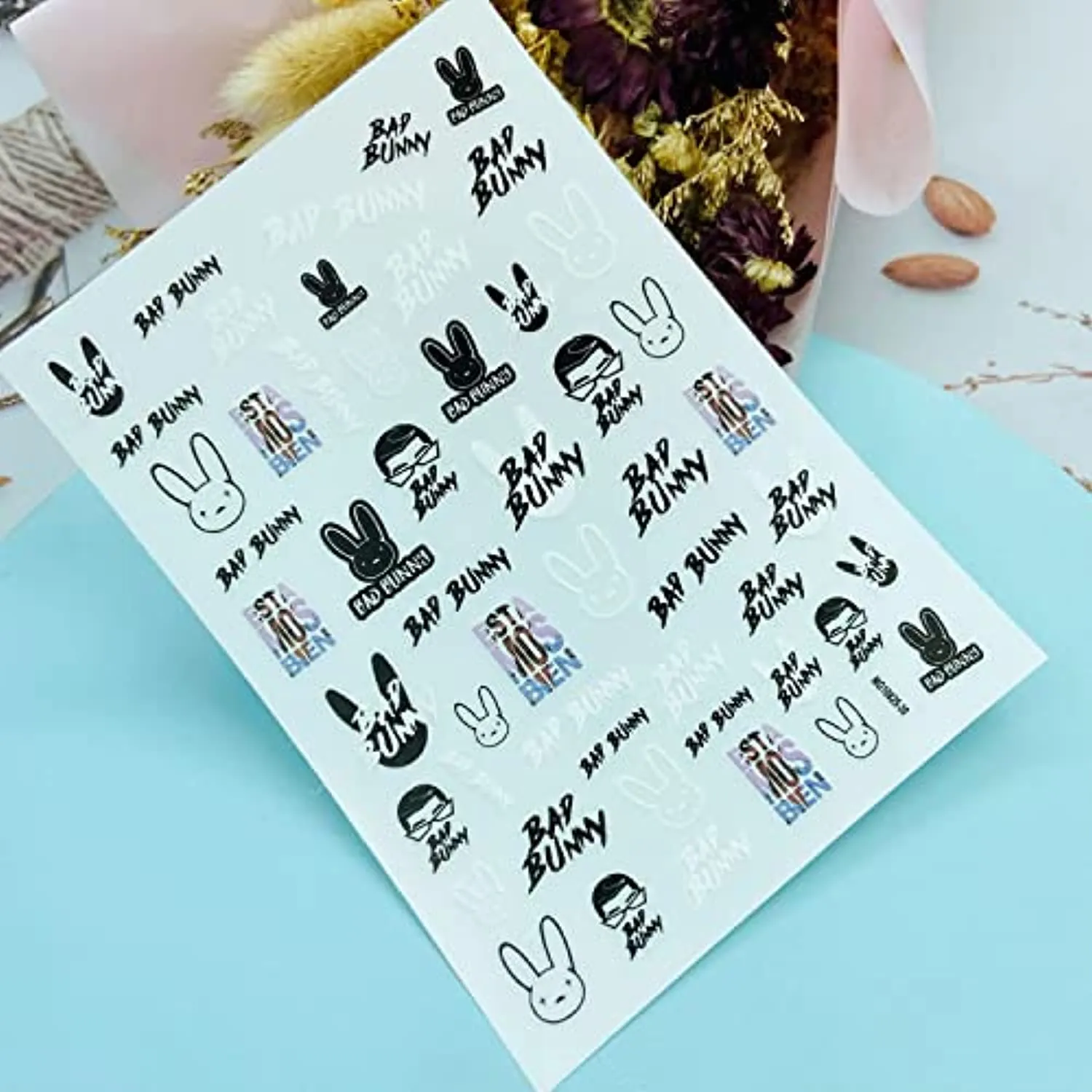 Bunny Nail Stickers Bunny Nail Decals for Acrylic Nails 3D Self Adhesive Nail Accessories for Woman Girls Bunny Nail Decal