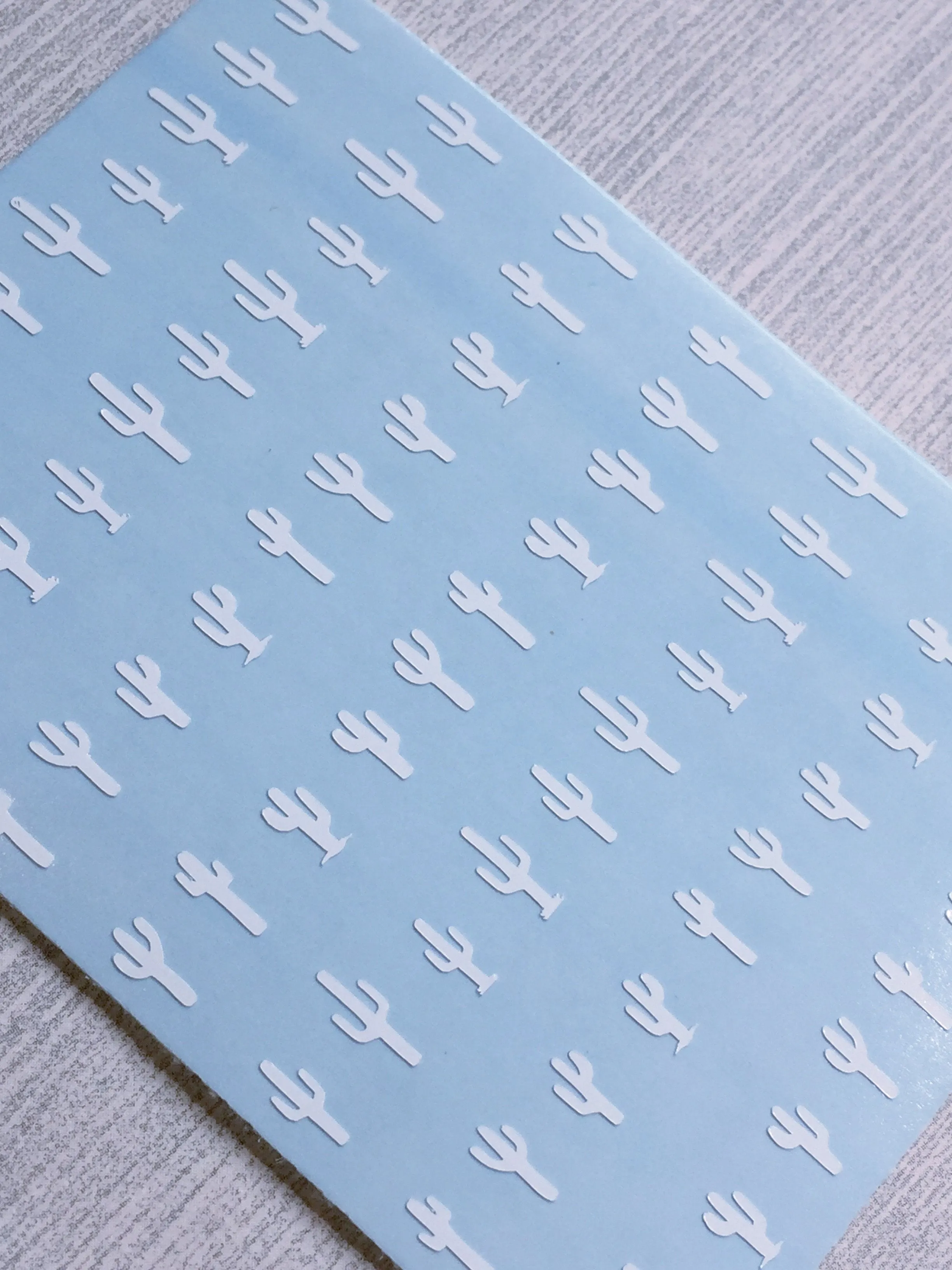 Cactus Nail Decal | White