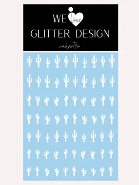 Cactus Nail Decal | White