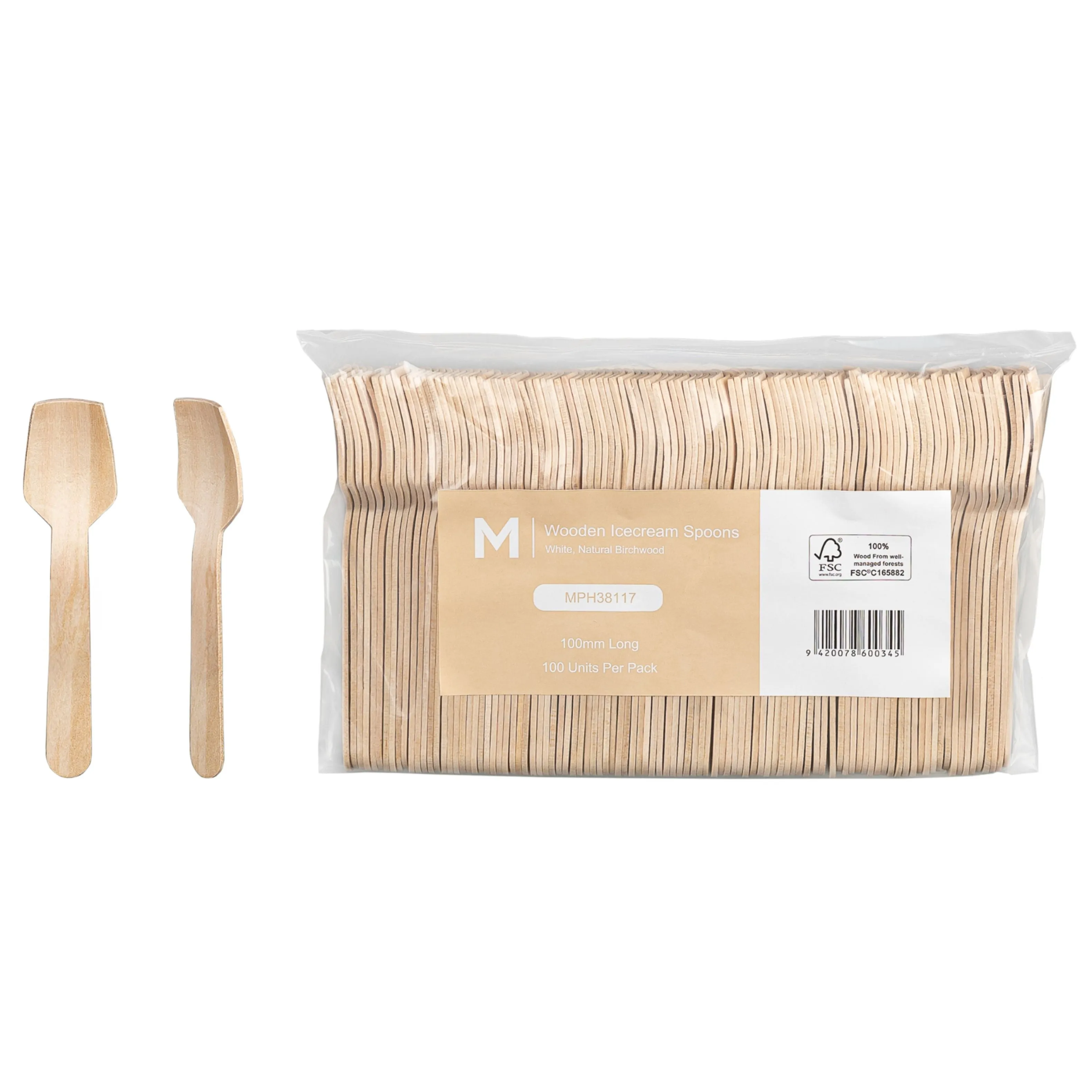 Compostable Natural Wooden Ice Cream Spoon x 1000 pieces