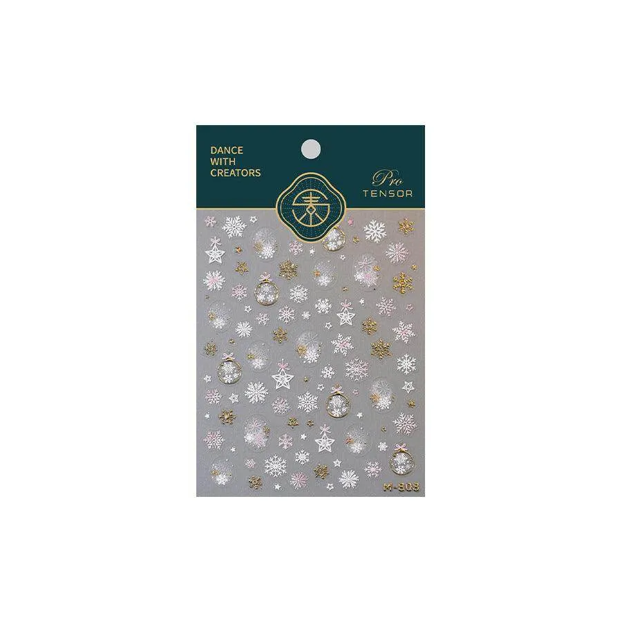Crystal Snow Ball Nail Art Stickers Adhesive Winter Christmas Embossed Sticker Decals M808
