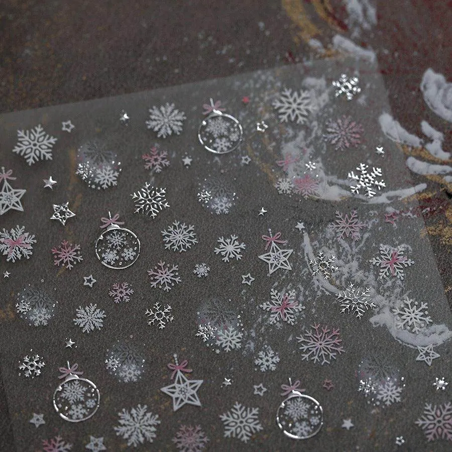 Crystal Snow Ball Nail Art Stickers Adhesive Winter Christmas Embossed Sticker Decals M808