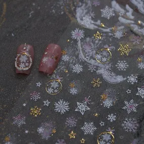 Crystal Snow Ball Nail Art Stickers Adhesive Winter Christmas Embossed Sticker Decals M808