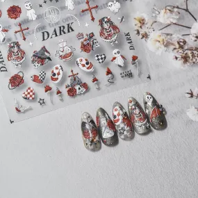 Dark Joker Nail Art Stickers Adhesive Embossed Ghost Style Sticker Decals to3328