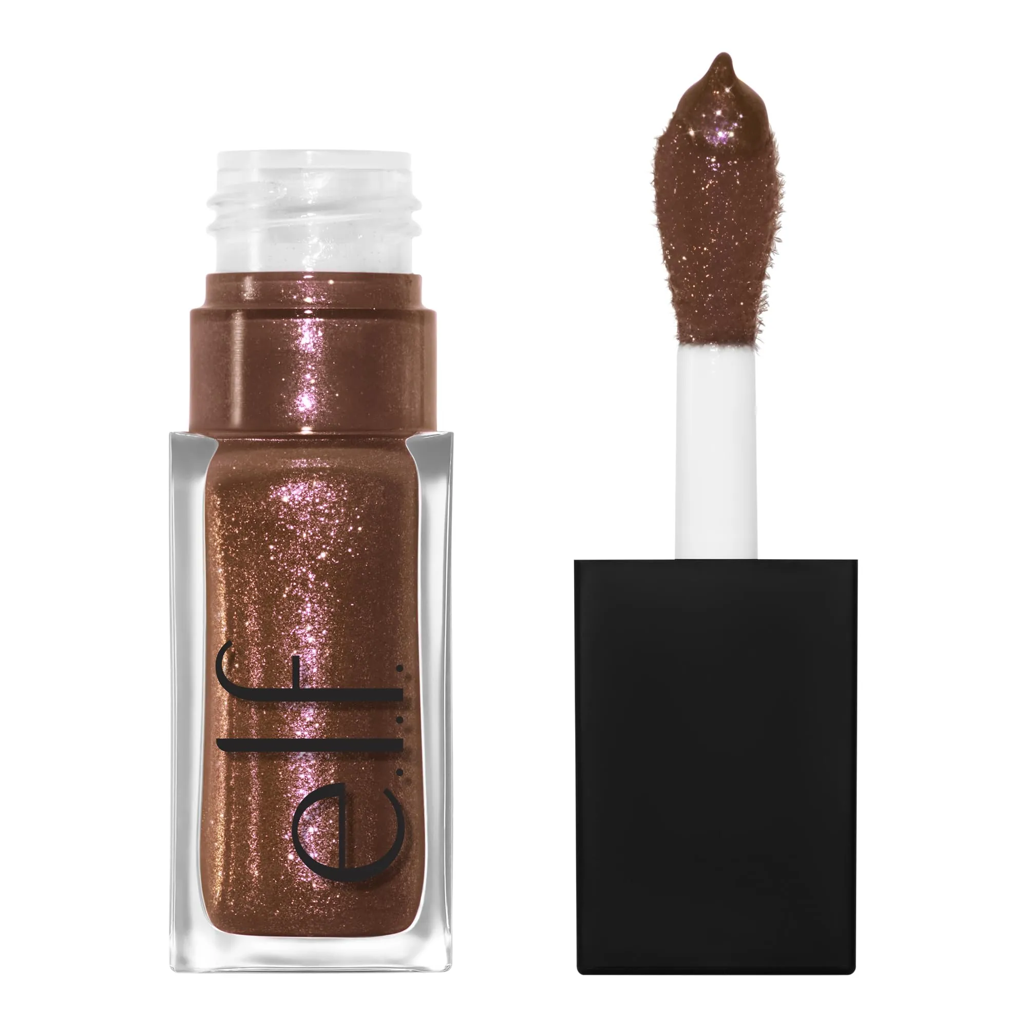 e.l.f. Glow Reviver Lip Oil, Nourishing and Hydrating with High-Shine Glimmer Finish & Sheer Wash Of Color, Minty Scent, Non-Sticky, Vegan & Cruelty-free, Choco Luxe