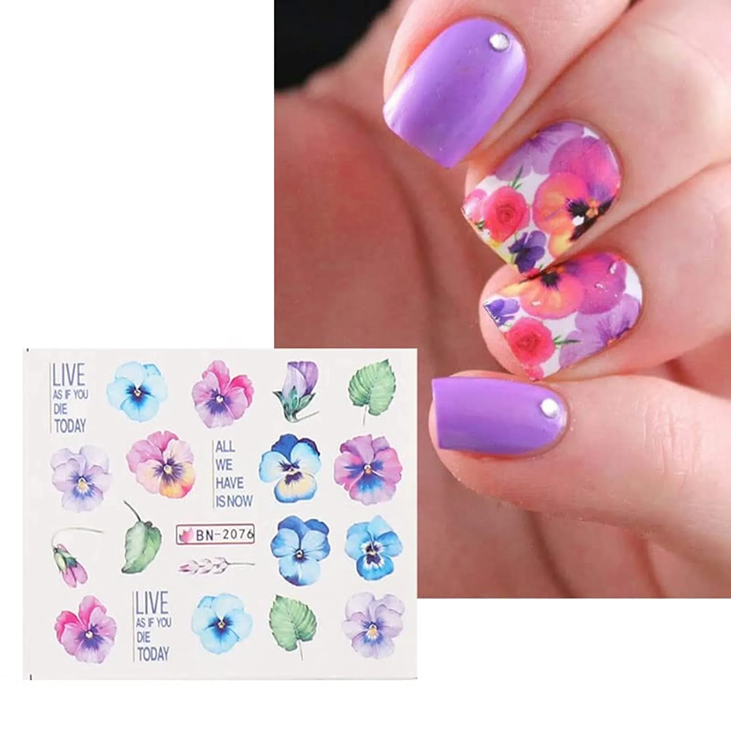 Flower Nail Art Stickers Spring Summer Nail Decal Nail Decoration Supplies Flower Water Transfer Nail Stickers for Women Winter Jasmine Plum Blossom Nail Design for Acrylic Nail Supplies Manicure Tips