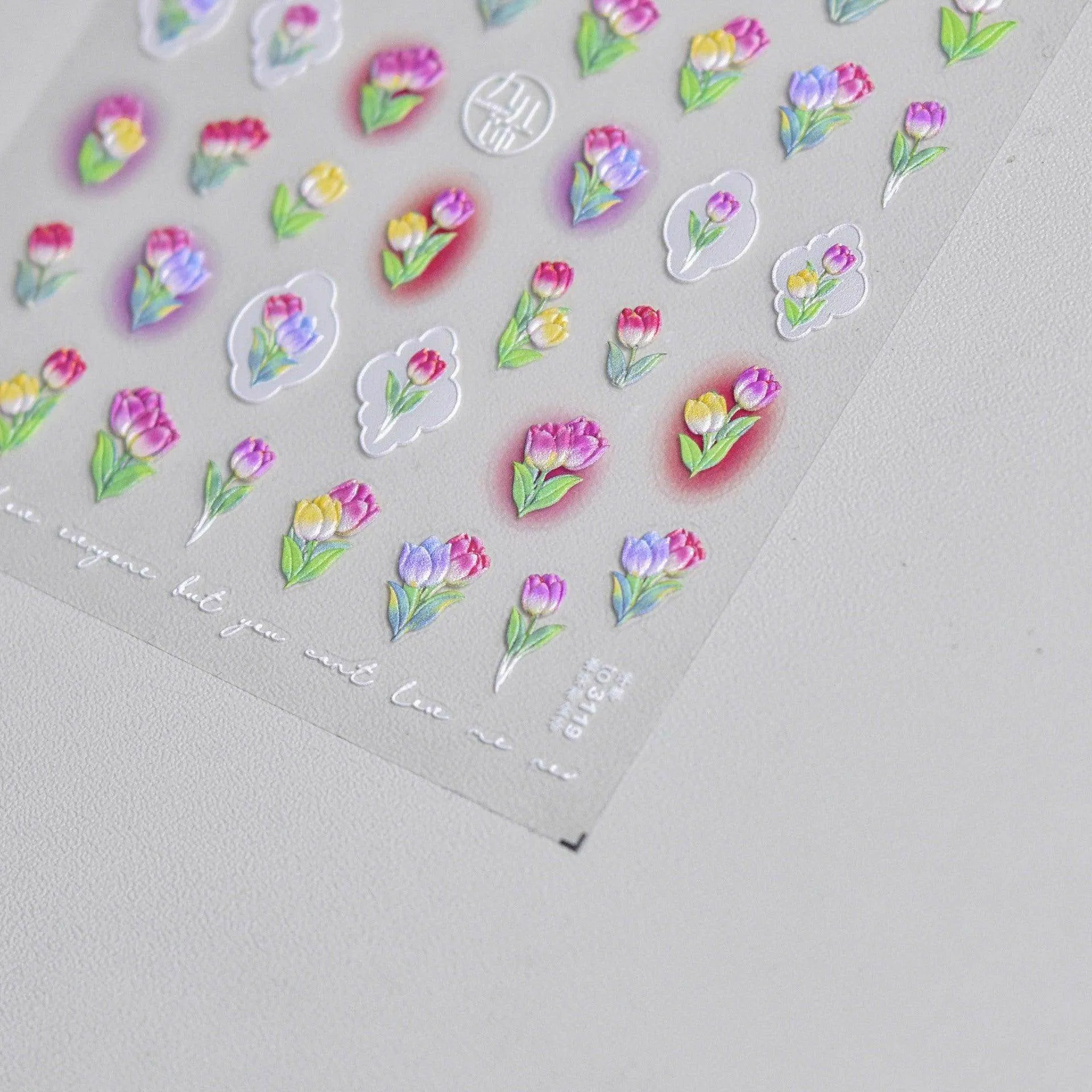 Gradient Tulip Nail Art Stickers Adhesive Embossed Daisy Flower Sticker Decals to3097