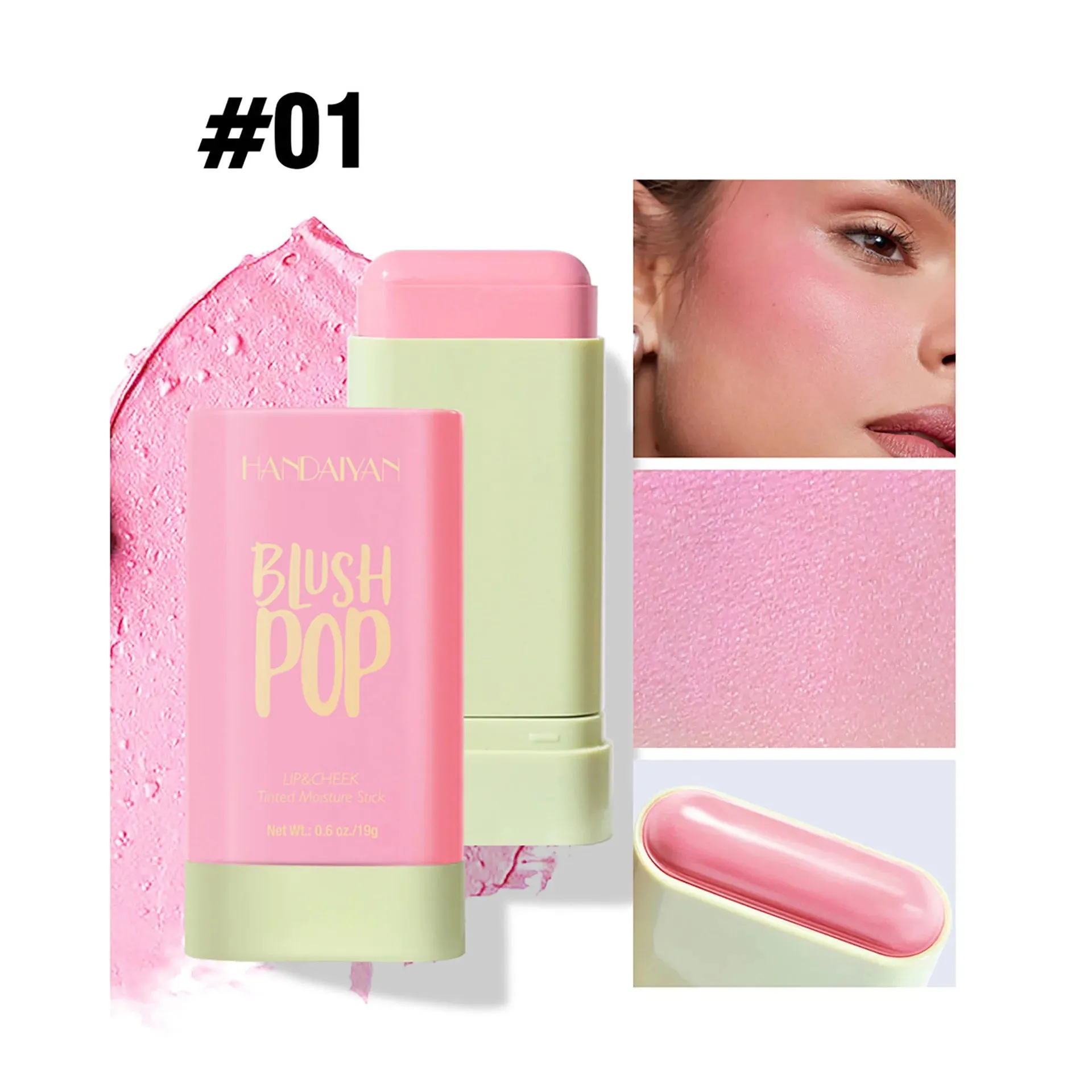 Handaiyan Matte Glitter Face Cream Blusher Smooth Cheek Lip Eye Mousse Blush Highlighter Stick Rouge Waterproof Contour Makeup