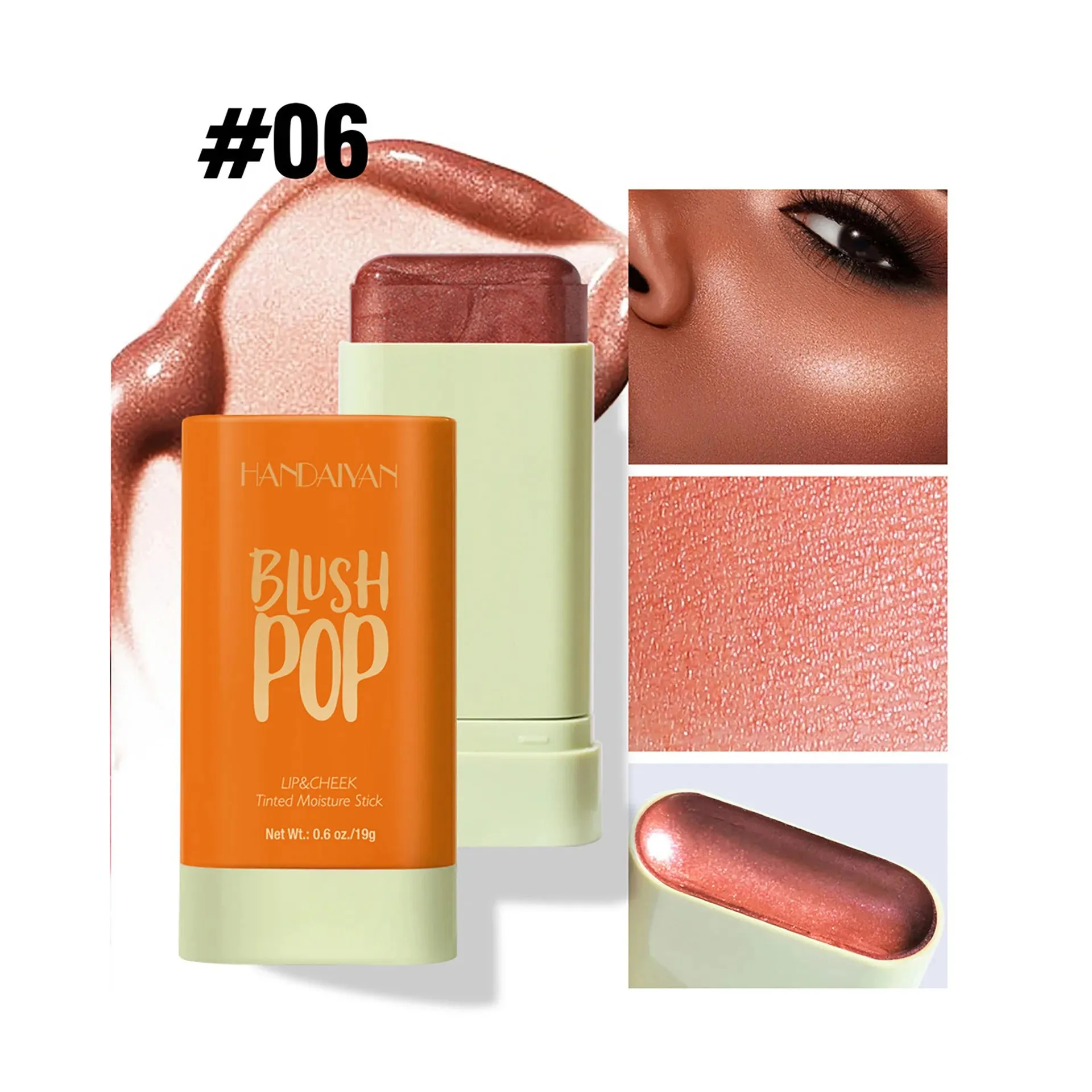 Handaiyan Matte Glitter Face Cream Blusher Smooth Cheek Lip Eye Mousse Blush Highlighter Stick Rouge Waterproof Contour Makeup