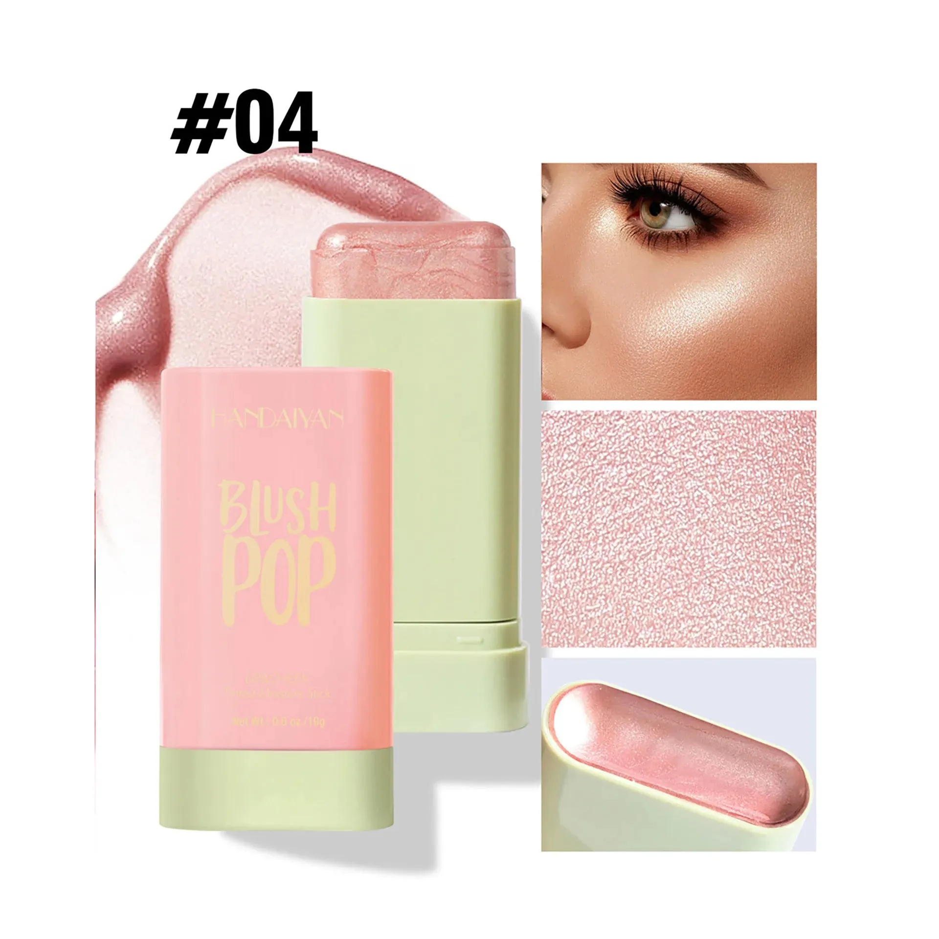 Handaiyan Matte Glitter Face Cream Blusher Smooth Cheek Lip Eye Mousse Blush Highlighter Stick Rouge Waterproof Contour Makeup