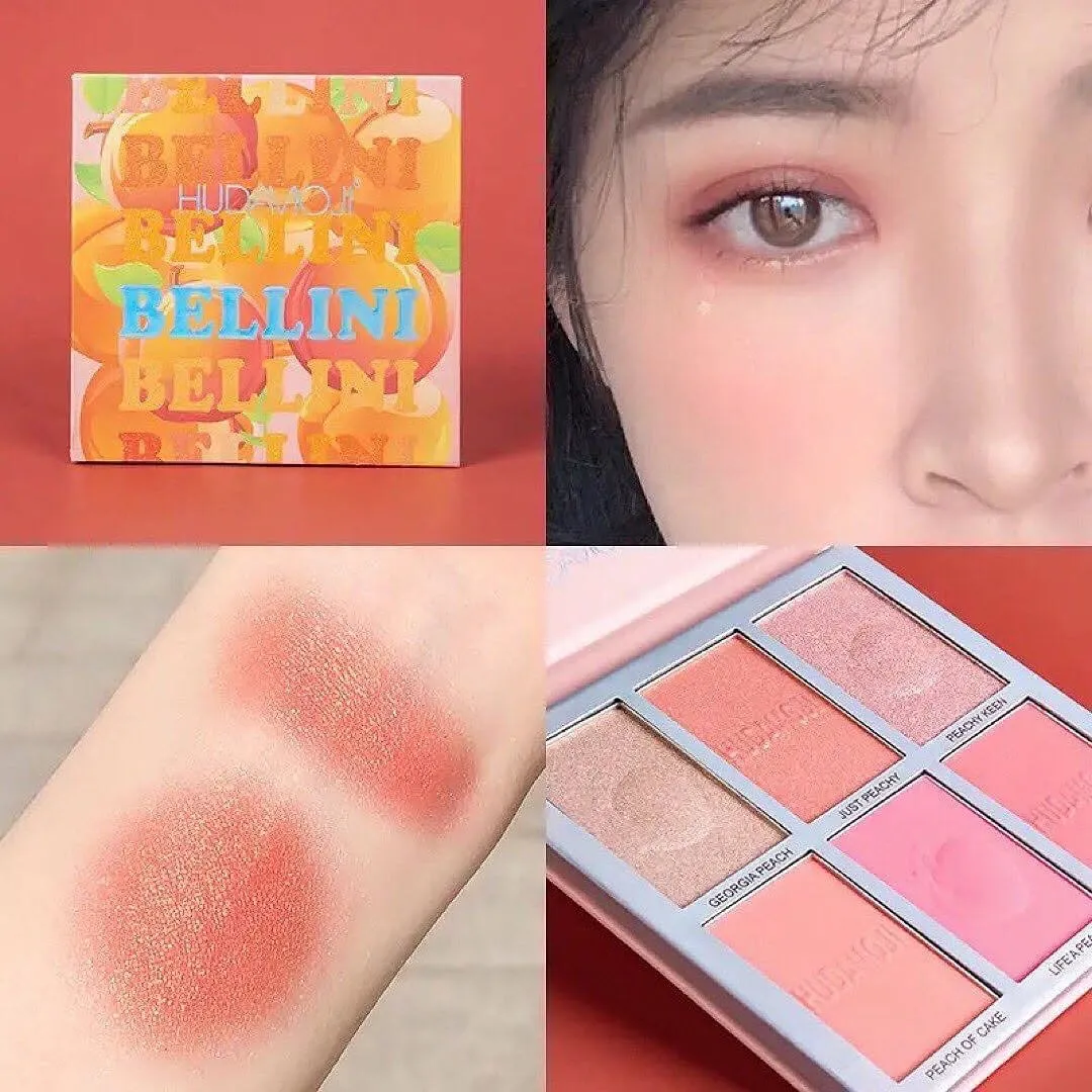 Hudamoji - 6 Color Blush & Highlighter Palette