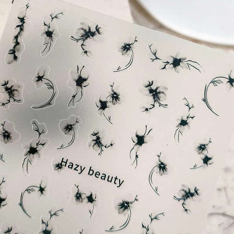 Ink Paint Nail Art Stickers Adhesive Slider Leaf Vine Sticker Decals