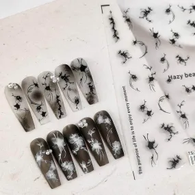 Ink Paint Nail Art Stickers Adhesive Slider Leaf Vine Sticker Decals