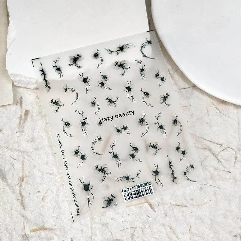 Ink Paint Nail Art Stickers Adhesive Slider Leaf Vine Sticker Decals