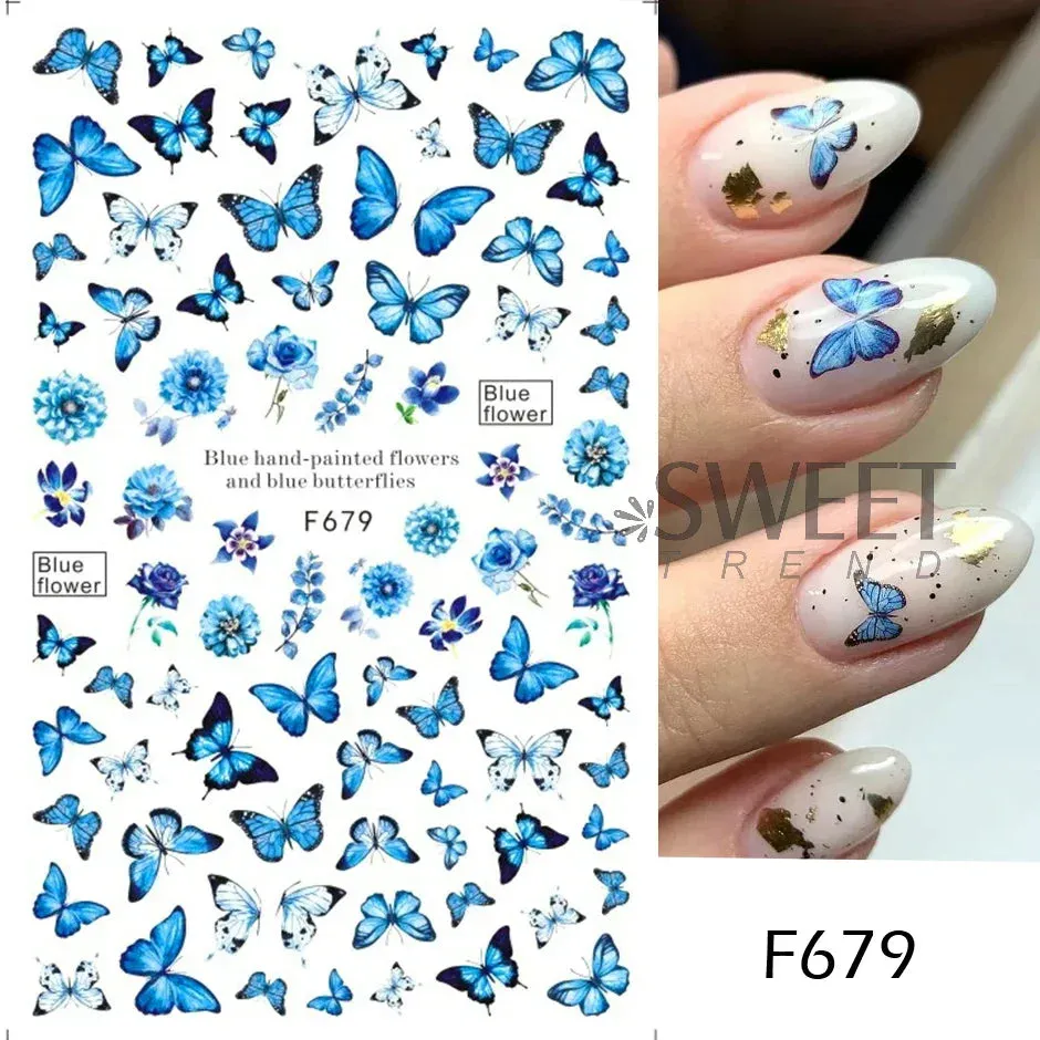 Joskaa 5D Black And White Butterfly Nails Stickers Luxury Embossed Nail Art Decals Cool Girl Text Lettering Sticker Manicure Decoration