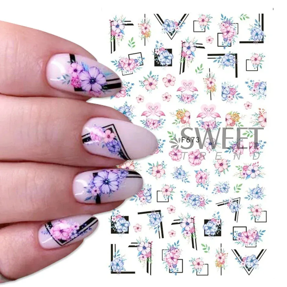Joskaa 5D Black And White Butterfly Nails Stickers Luxury Embossed Nail Art Decals Cool Girl Text Lettering Sticker Manicure Decoration