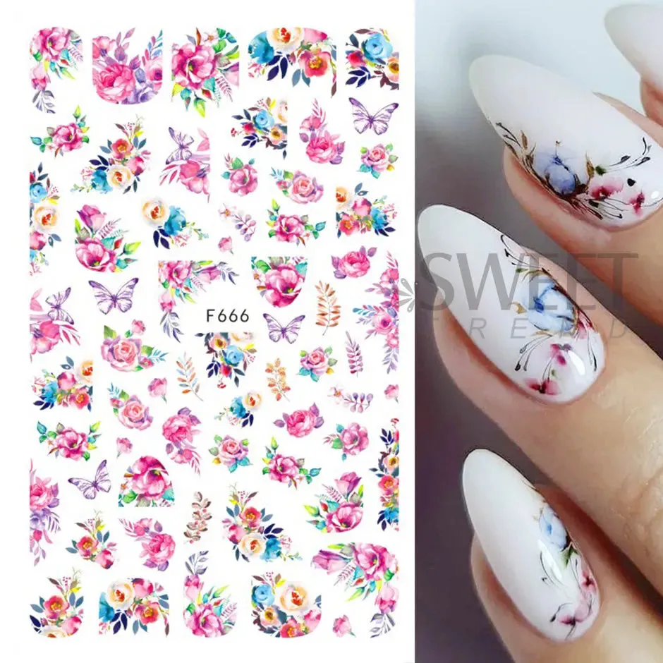 Joskaa 5D Black And White Butterfly Nails Stickers Luxury Embossed Nail Art Decals Cool Girl Text Lettering Sticker Manicure Decoration