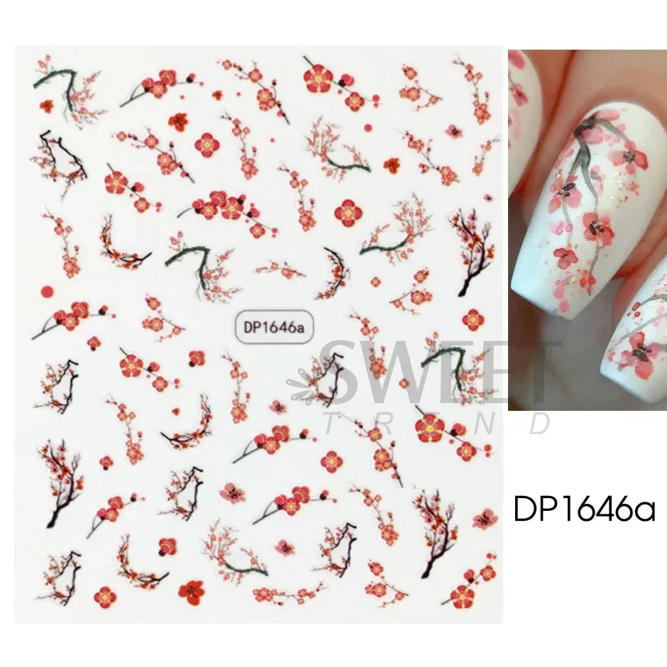 Joskaa Fresh Spring Simple Flower Nail Decoration Stickers Magnolia Sakura Floral Pattern Elegant Adhesive Sliders Manicure Decals LYDP