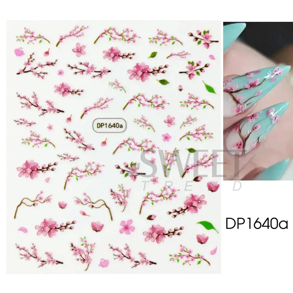Joskaa Fresh Spring Simple Flower Nail Decoration Stickers Magnolia Sakura Floral Pattern Elegant Adhesive Sliders Manicure Decals LYDP