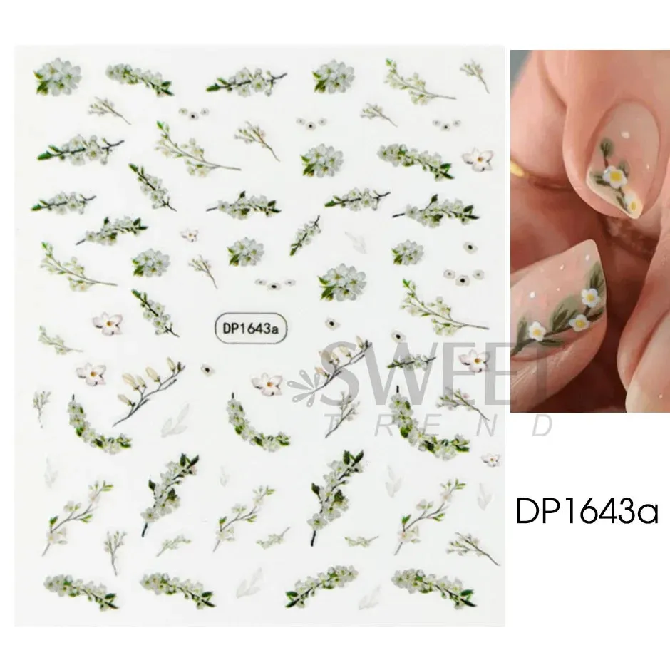 Joskaa Fresh Spring Simple Flower Nail Decoration Stickers Magnolia Sakura Floral Pattern Elegant Adhesive Sliders Manicure Decals LYDP