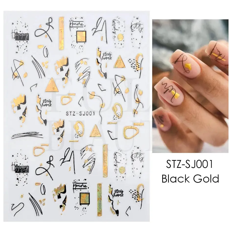 Joskaa Laser Red Christmas Nail Art Stickers 3D Cartoon Santa Snowman Xmas Tree Adhesive Sliders Winter New Year Manicure Decor LYCJ027