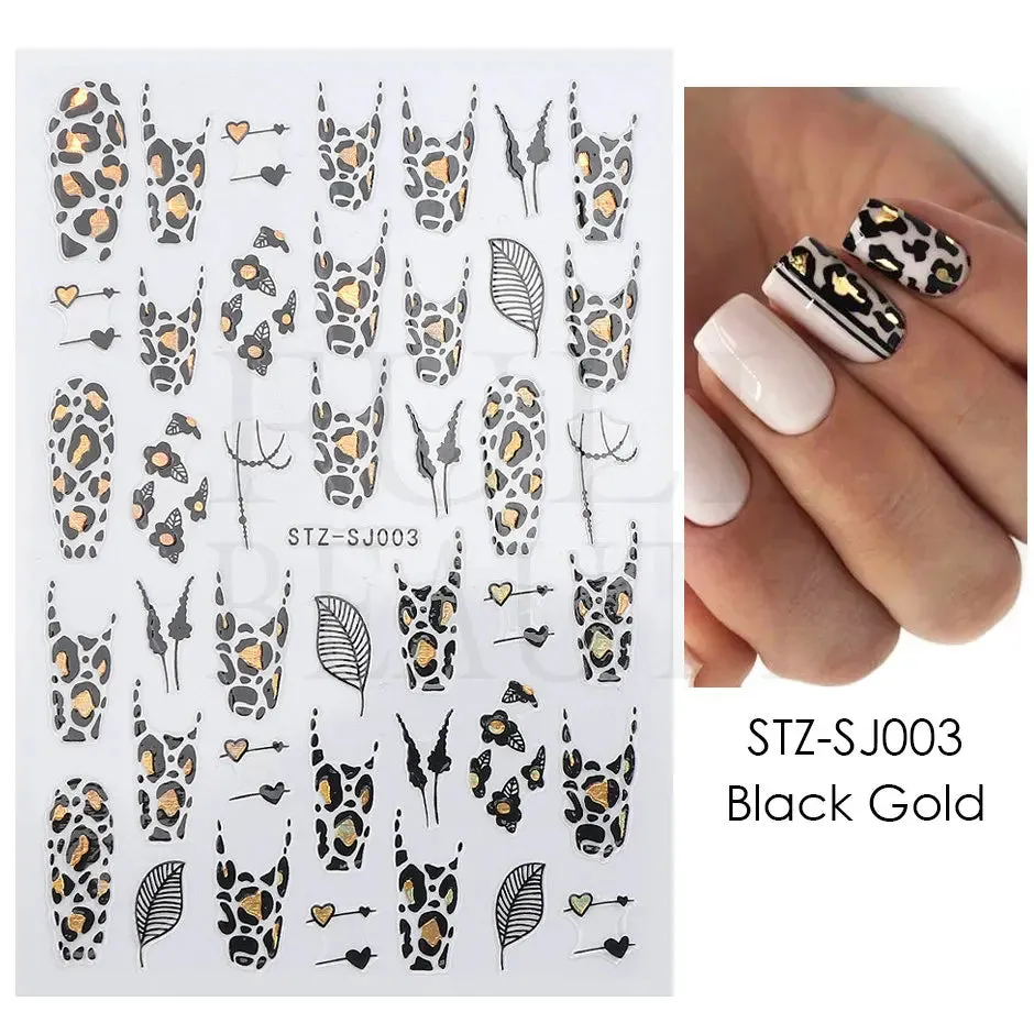 Joskaa Laser Red Christmas Nail Art Stickers 3D Cartoon Santa Snowman Xmas Tree Adhesive Sliders Winter New Year Manicure Decor LYCJ027