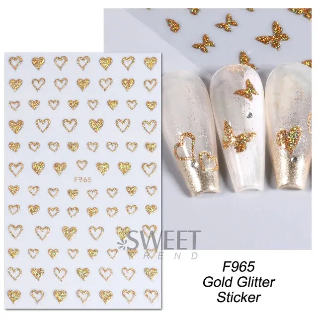 Metallic Gold Silver Stripe Line Nail Stickers