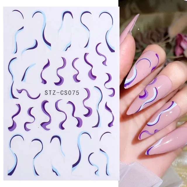 Metallic Gold Silver Stripe Line Nail Stickers