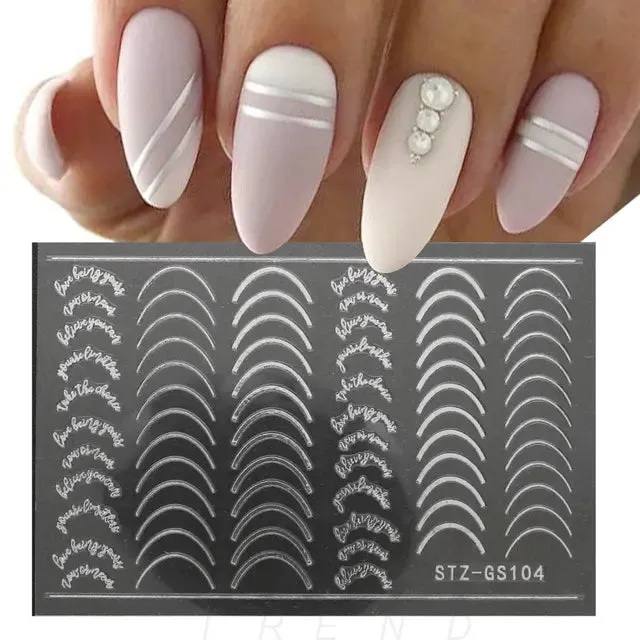 Metallic Gold Silver Stripe Line Nail Stickers