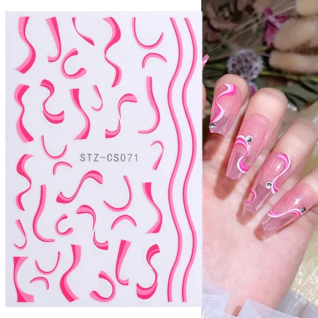 Metallic Gold Silver Stripe Line Nail Stickers