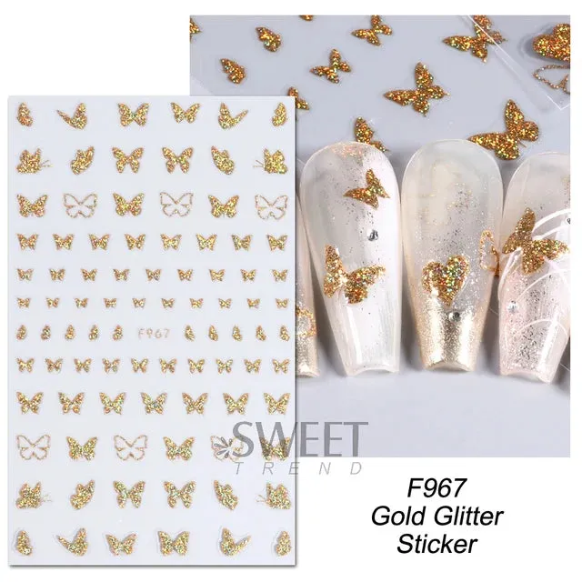 Metallic Gold Silver Stripe Line Nail Stickers