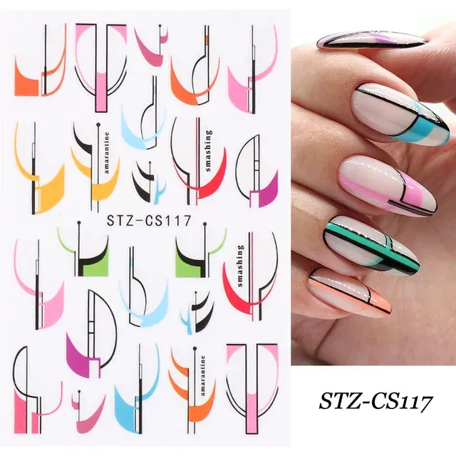 Metallic Gold Silver Stripe Line Nail Stickers