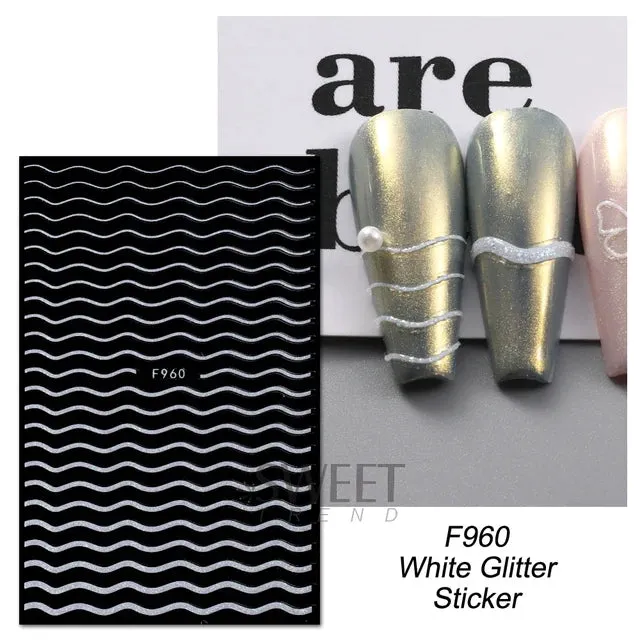 Metallic Gold Silver Stripe Line Nail Stickers