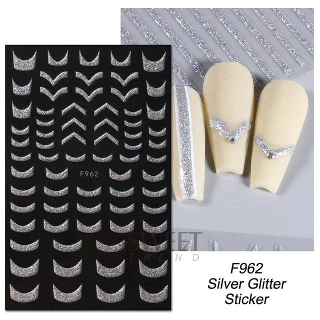 Metallic Gold Silver Stripe Line Nail Stickers