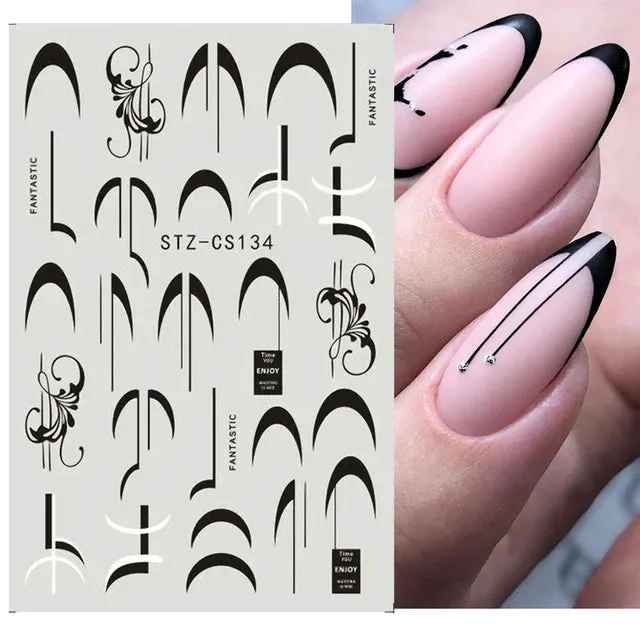 Metallic Gold Silver Stripe Line Nail Stickers