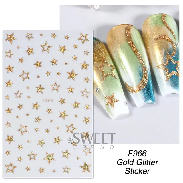Metallic Gold Silver Stripe Line Nail Stickers